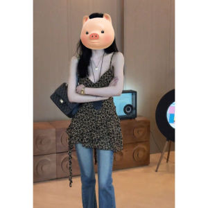 YUEZHONGWEI | Irregular Leopard Print V-Neck Camisole Top