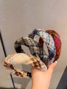 Bando Bandana Tweed Wanita Dewasa Korean Style Headband Tebal Premium