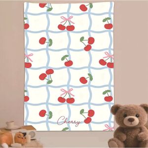 VIKAMA Nơ Checkerboard Tấm Thảm Sóng Sóng Ruy Băng Treo Tường Thẩm Mỹ Phòng Ngủ Trang Trí Phòng Khách Polyester Có Thể Giặt Bằng Máy