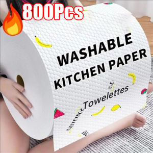 800 ชิ้น ผ้าเช็ดทำความสะอาดแบบใช้แล้วทิ้ง / กระดาษทิชชู่ดูดซับน้ำมันในครัว / ผ้าทำความสะอาดเปียกและแห้งแบบไม่ทอที่ซักได้ / ผ้าเช็ดปากล้างจานอเนกประสงค์