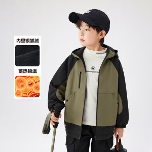 Left West Boys Fleece Lined Jacket Autumn Winter Outdoor Waterproof Warm Childrens Clothing Casual Style Hooded Polyester Inner Vest