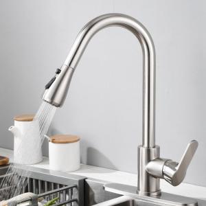 Pull-out Dual Flow Cold and Hot Water Stainless Steel Faucet with Pressure Boost
