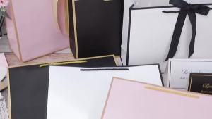 Bộ Túi Quà Tặng 25/5 Chiếc Đen/Trắng/Hồng 11x7.87x4 Cỡ Trung Bình Kèm Giấy Gói Quà Ruy Băng Nơ Cho Nhiều Dịp Khác Nhau