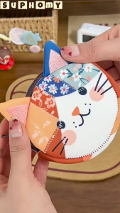Pencil Case Pen Box Stationery organizer Cosmetic Bag Pen Case kotak pensel Coin purse patchwork cute cat design