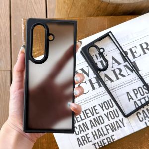 Transparent Matte Black Soft Silicone Border Phone Case For Samsung Galaxy Z Fold 7 6 5 4 Anti Drop Shockproof Protector Cover