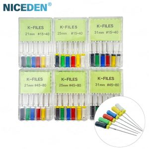NICEDEN 6Pcs/Pack Dental  NITI H files Hand Files 21mm25mm31mm Stainless Steel
