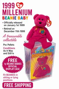 Beanie Baby Millennium Ty Silk Fabric Hand Washable Soft Pink Bear Toy