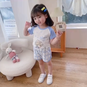 Kids clothing 100% cotton T-shirt with shorts suit set children short-sleeved suit casual wear Boy Girl Fashion 呼吸棉短袖T恤短裤 C114