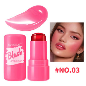 4 Color Jelly Blush Stick Matte Moisturizing Lip Balm 3 in 1 Multi Use Brightening Makeup Gloss