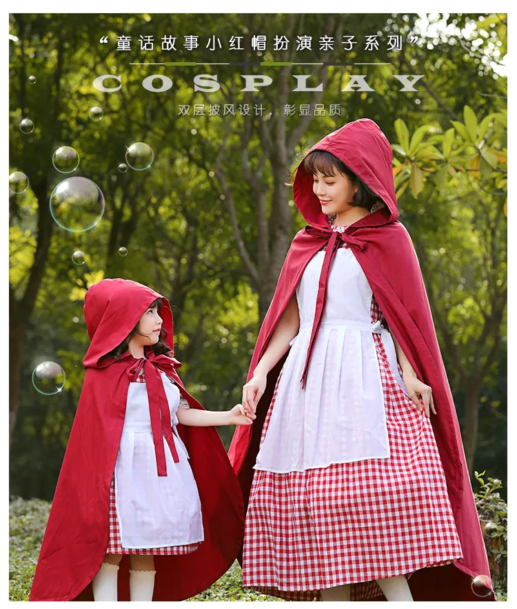 Halloween Costume Little Red Riding Hood Cos Clothing Adult Female Role Play Matching Plaid Princess Dress Shawl Cape Lazada PH