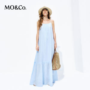 MO&Co. | Light Thin Ramie French Style Halter Neck Open Back Dress