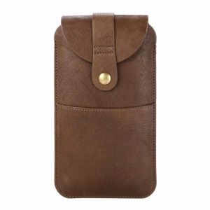 Genuine Leather Phone Bag for Men Belt-Wearable Ultra-Thin Soft Leather Vertical Wallet Crossbody for Construction Site Use