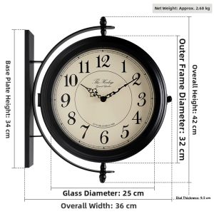 Hense | Dual-faced Digital Wall Clock for Living Room Metallic Minimalist
