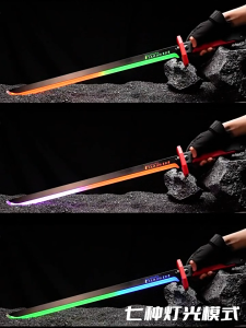 Cosplay Must Have Colorful Streamer Glowing Sword Toys with Spark & Smoke Effect Light Sword Kids Adult Toys Decompression Toy