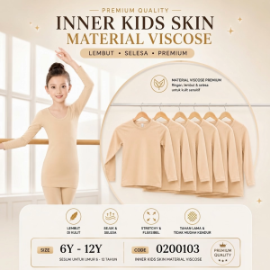 Kids Premium Viscose Long Sleeve Basic Top | Round Neck Innerwear Tee | Black White Skin | Size 6Y-12Y