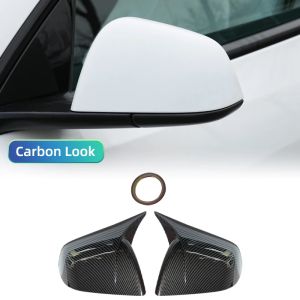 For Tesla Model Y Carbon Fiber Car Sticker Side Mirror Cover ABS side Rearview Mirror Cover High quality Horn shaped design
