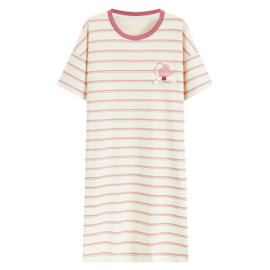 Miiow | Pure Cotton Womens Sleepwear Short Sleeve Dress 2025 New Summer Anti-Bacterial Outwear Capable Nightgown MiiOW Cat Person