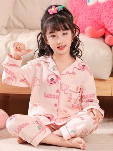 Cloud Cotton Childrens Sleepwear Long Sleeve Thin Home Clothes Set for Boys And Girls Cartoon Design Spring Autumn Seasonal Wear