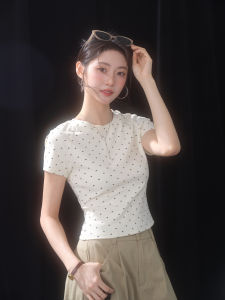Dot Print Slim Fit Short Sleeve T-Shirt