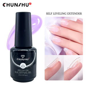 CHUNSHU Self Leveling Rubber Base Gel 15ML Milky White Builder Extension Nail Gel In Bottle Brush On Sculpting Soft Gel For Nail