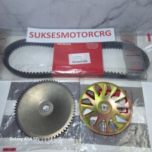 Paketan kvy 4item vanbelt plus rumah roller assy kipas roller dan gigi stater motor beat karbu scopy