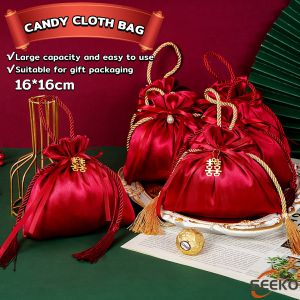 Seeko Red Candy Bag with Tassel: Perfect Gift Packaging for Special Occasions