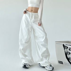 MUYUZI | White Casual Straight Loose Fit Wide Leg Pants