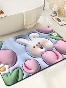 Water Absorbent Bathroom Mat 3D Expansion Visual Hall of Life Anti-Slip Bathroom Foot Pad Home Use Silicone Diatom Mud Mat