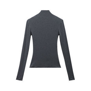 Áo Thun Dài Tay Ôm Vừa Vặn Audwyn Bằng Lông Cừu Mỏng Mùa Thu Đông Cổ Cao Ấm Áp Chất Liệu Polyester Thường Ngày