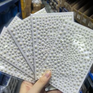 1Sheet 3D Pearl Face Tattoos Stickers Half Round Imitation Pearls Rhinestones Tattoo for Festival Party Eye/Body Makeup Decor &*