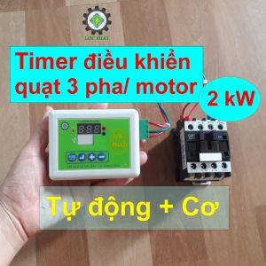 Timer bật tắt điều khiển quạt 3 pha motor máy bơm Max 2kW Lộc Phát TIMER-2kW