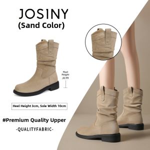 Josiny | Western Cowboy Style Mid-calf Martin Boots Women