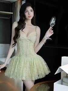 French Style Elegance Lace Spaghetti Strap Dress