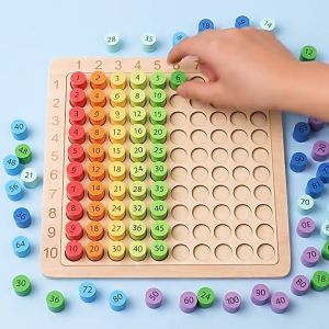 Childrens Wooden Three-in-One 99 Multiplication Formula Board Hundreds Board Early Education Elementary School Mathematics
