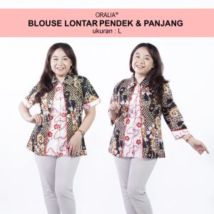 Atasan Batik Blouse Big Size Wanita Lengkap S-M-L-XL-2L-3L-4L-5L-6L-7L Model Blus Jumbo Panjang Seragam Batik / Atasan Batik Kekinian Kerja Kantor Seragam / Pakaian Batik Terkini Terbaru Bahan Katun Formal Super Big LD 140