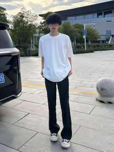 Quần Ống Rộng Bằng Lụa Băng Màu Đen Cho Nam Mùa Hè Mỏng Quần Dài Ống Đứng Quần Dài Thường Ngày Quần Ống Rộng Quần Ống Rộng