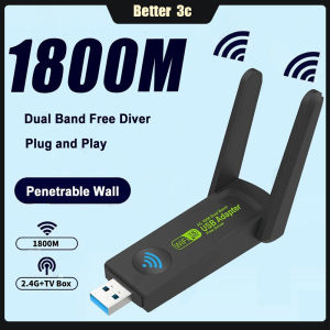 【Better 3C】USB3.0 WiFi Adapter Actual 1800Mbps 5G dual band driver free USB router WiFi Network Card TriBand Wifi Receiver Dongle for Windows Laptop