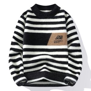 Thickened Autumn Winter Knitted Sweater for Teenage Boys 13-15 Years Old Base Layer Yarn Clothes Casual Fashionable Schoolwear