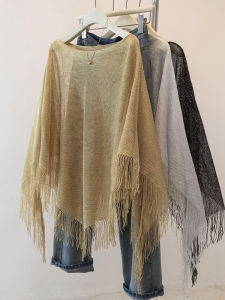 AIYITI | Flattering Lace Hollow Out Shawl with Fringe