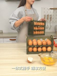 HF Three Layer Egg Storage Box Organizer 30 Grids Egg Tray Rack Container Automatic Transparent