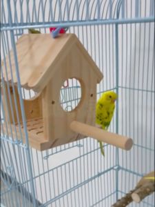 Open-Sided Wooden Parrot Hut | Bird Toy & Cozy Resting Space | Improved Airflow Safety Reduces Aggression & Hormonal