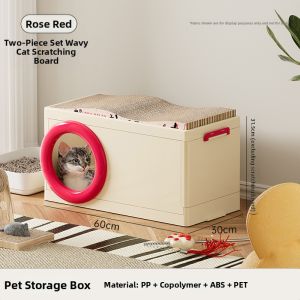 2-Level Semi-Enclosed Cat House With Scratch Pad And Storage
