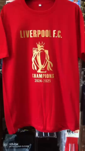 เสื้อยืดคอกลม Liverpool.รูปถ้วย CHAMPIONS 24/25📌 งานเฟล็กสีทอง ✂️ มีไซส์จัมโบ้ ขนาดคนตัวใหญ่ ( Product of Thailand)
