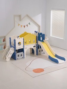 PlayPark Kids Slide for Toddlers Playground Slide Swing Set with Basketball Hoop and Telescope Indoor Outdoor Climber Slide Toy