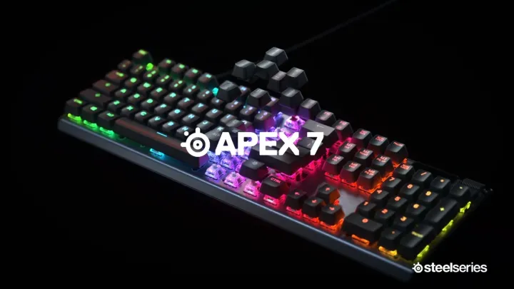 SteelSeries Apex 7 TKL Blue Switch RGB Mechanical Gaming Keyboard Tenkeyless Wired USB OLED Smart Display Keyboard 64758