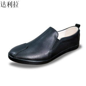 Daliya Genuine Leather Tai Chi Shoes Mens Lazy Shoes Cow Tendon Sole Martial Arts Practice Shoes for Autumn And Winter