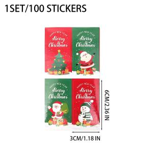 200Pcs dễ thương sáng tạo Giáng Sinh Hình Chữ Nhật nhãn dán bịt kín Hạnh Phúc Hộp món quà năm mới Bao Bì Sticker Quà Tặng Trang Trí Lable Sticker