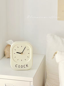 Đồng Hồ Trang Trí Bàn Trang Trí Đơn Giản Phong Cách Kem Đồng Hồ Báo Thức Yên Tĩnh Cho Phòng Ngủ Trang Trí Nhà Bằng Sắt Phong Cách Hàn Quốc