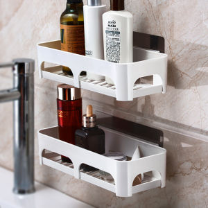 Bathroom Wall-Mounted Storage Rack Toilet Washstand Suction Cup Hanging No Drilling Plastic Organizer for Bathroom And Toilet