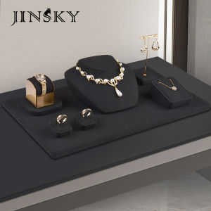 Jinsky Black Upscale Jewelry Display Suit Jade Crafts Ring Necklace Bracelet Stand